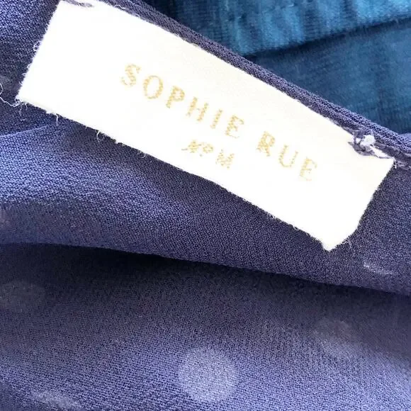 Sophie Rue Med Tank Top Spaghetti Strap Polka Dot Blue Covered Buttons Adj Strap - Picture 4 of 4